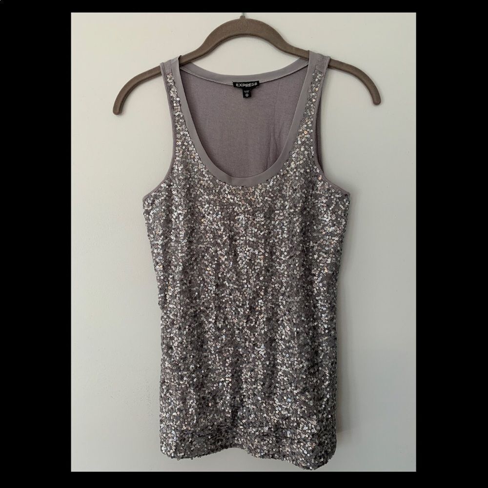 NWOT Express silver/gray sequin tank